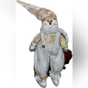 Christmas Snowman Sparkling Shelf Sitter Decoration 12 Inch Tall Cute
